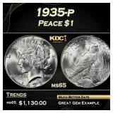 1935-p Peace Dollar $1 Grades ms65