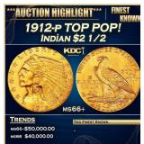 1912-p Gold Indian Quarter Eagle TOP POP! $2 1/2 m