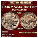 1930-p Buffalo Nickel Near Top Pop 5c ms66+ SEGS