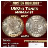 1892-o Morgan Dollar Toned $1 ms65+ SEGS