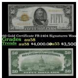 1928 $50 Gold Certificate Grades Choice AU/BU Slid