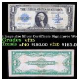 1923 $1 large size Silver Certificate Grades vf++