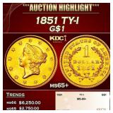 1851 Gold Dollar TY-I $1 ms65+ SEGS