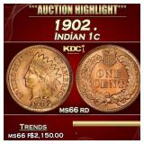 1902 Indian Cent . 1c ms66 rd SEGS