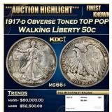 1917-d Obverse Walking Liberty Half Dollar Toned T