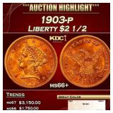 1903-p Gold Liberty Quarter Eagle $2 1/2 ms66+ SEG