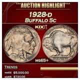 1928-d Buffalo Nickel 5c ms65+ SEGS