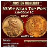 1916-p Lincoln Cent Near Top Pop! 1c ms67+ rd SEGS