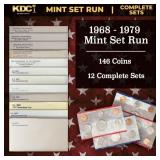 1968-1979 Mint Set Run 146 Coins 12 Complete Sets