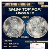 1943-p Lincoln Cent TOP POP! 1c ms68+ SEGS