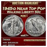 1945-d Walking Liberty Half Dollar Near Top Pop 50