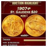 1907-p Gold St. Gaudens Double Eagle $20 ms66+ SEG