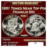 1951 Proof Franklin Half Dollar Toned Near Top Pop