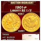 1901-p Gold Liberty Quarter Eagle $2 1/2 ms66+ SEG
