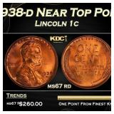 1938-d Lincoln Cent Near Top Pop 1c ms67 rd SEGS