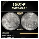 1881-p Morgan Dollar $1 Grades ms65+