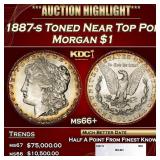 1887-s Morgan Dollar Toned Near Top Pop $1 ms66+ S