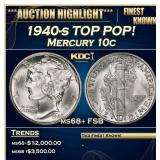1940-s Mercury Dime TOP POP! 10c ms68+ FSB SEGS