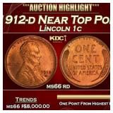 1912-d Lincoln Cent Near Top Pop! 1c ms66 rd SEGS