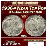 1936-p Walking Liberty Half Dollar Near Top Pop 50