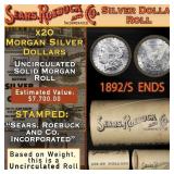 20 Uncirculated Morgan Silver Dollars $1 SEARS Rol