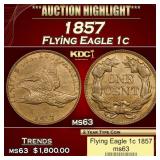 1857 Flying Eagle Cent 1c ms63 USCG