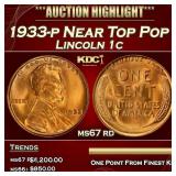 1933-p Lincoln Cent Near Top Pop 1c ms67 rd SEGS