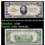 1928 $20 Gold Certificate Grades xf