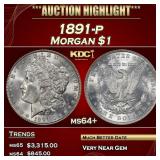 1891-p Morgan Dollar $1 ms64+ SEGS