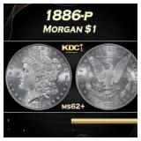 1886-p Morgan Dollar $1 Grades ms62+