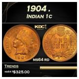 1904 Indian Cent . 1c Grades ms64 rd