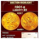 1901-s Gold Liberty Half Eagle $5 ms66+ SEGS