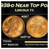 1938-d Lincoln Cent Near Top Pop 1c ms67 rd SEGS