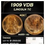1909 VDB Lincoln Cent 1c ms66+ rd SEGS