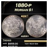1880-p Morgan Dollar $1 Grades ms64+