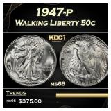 1947-p Walking Liberty Half Dollar 50c Grades ms66