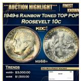 1949-s Roosevelt Dime Rainbow Toned TOP POP! 10c m
