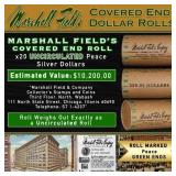 Rare Green Level MARSHALL FIELDS Unc Peace $1 Roll