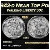 1942-d Walking Liberty Half Dollar Near Top Pop 50