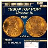 1930-p Lincoln Cent TOP POP! 1c ms68 rd SEGS