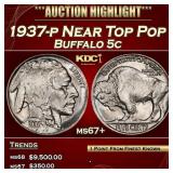 1937-p Buffalo Nickel Near Top Pop 5c ms67+ SEGS