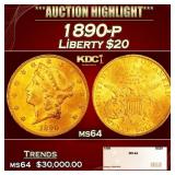 1890-p Gold Liberty Double Eagle $20 ms64 SEGS