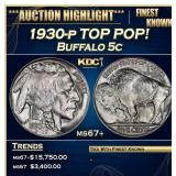 1930-p Buffalo Nickel TOP POP! 5c ms67+ SEGS