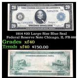 1914 FR-988 $20 Large Size Blue Seal Federal Resrv