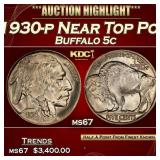 1930-p Buffalo Nickel Near Top Pop 5c ms67 SEGS