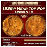 1936-p Lincoln Cent Near Top Pop 1c ms67+ rd SEGS