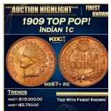 1909 Indian Cent TOP POP! 1c ms67+ rd SEGS