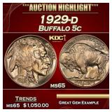 1929-d Buffalo Nickel 5c ms65 SEGS