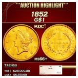 1852 Gold Dollar $1 ms66+ SEGS
