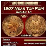1907 Indian Cent Near Top Pop! 1c ms66+ rd SEGS